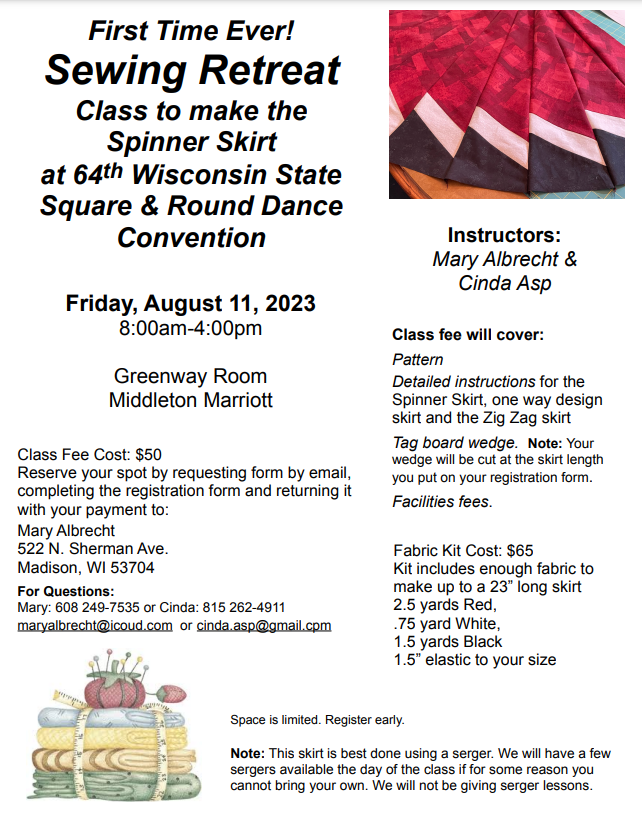 WI Square & Round Dance Convention Sewing Retreat